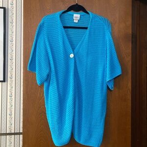 Elegant Blue Knit Poncho by ERA